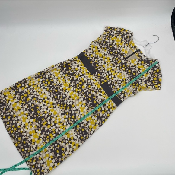 Boden Textured Cotton Gray Yellow dot short sleeve dress size 8 - Picture 7 of 11